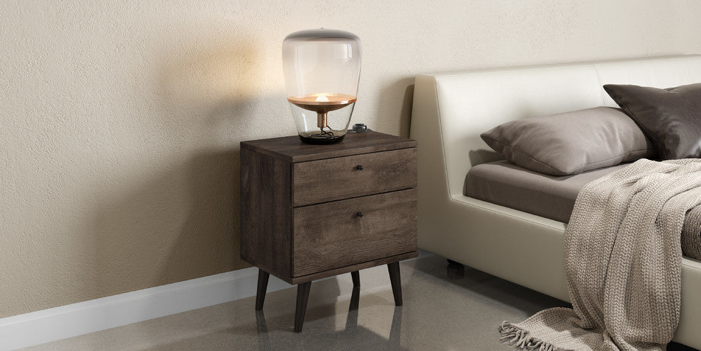 Midtown Concept Turks 2-Drawer Nightstand Bedside Table, Distressed Brown