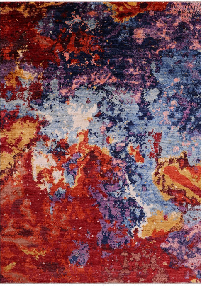 9' 5" X 13' 5" Modern Abstract Hand Knotted Wool Rug - Q12637