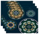Medallions Geometric Print Placemat, Set of 4, Teal
