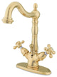 Kingston Brass Two-Handle Bathroom Faucet With Brass Pop-Up, Polished Brass
