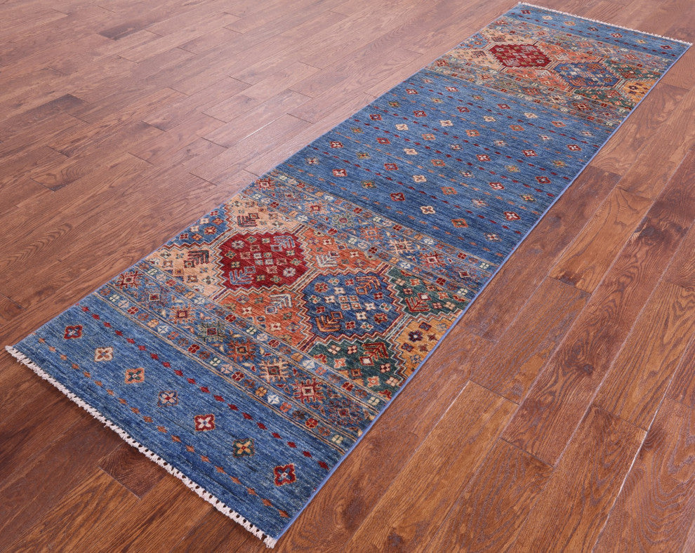 2' 8" X 9' 5" Khorjin Super Kazak Hand-Knotted Runner Rug Q5402