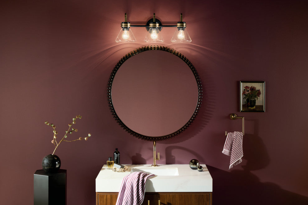 26" 3-Light Vanity Light With Clear Glass