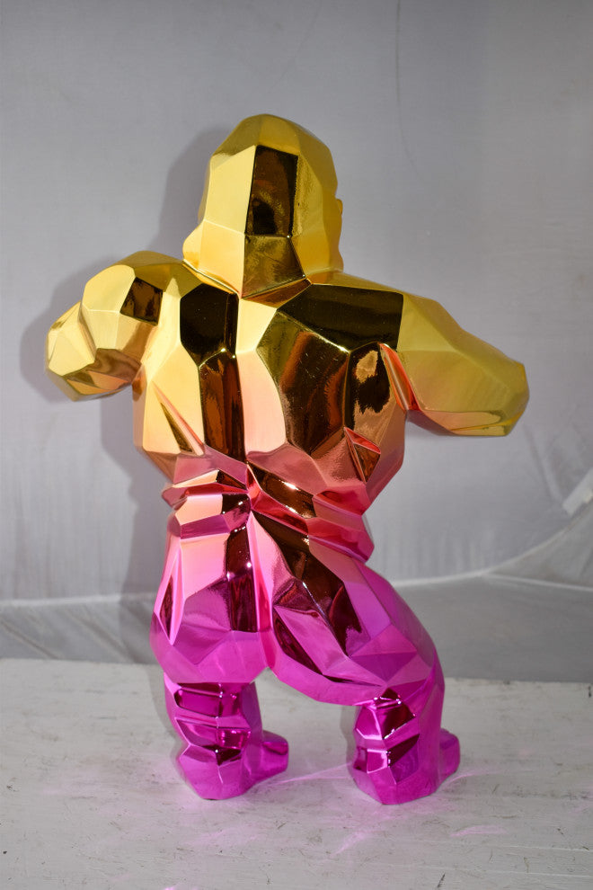 Textile Red and Gold King Kong Statue  Size: 18" x 9" x 23"H