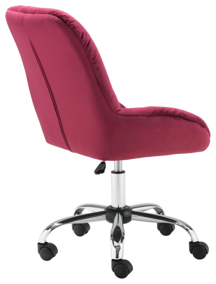 Computer Work Chair, Steel Metal, Fabric, Red, Chrome, Home Business Office