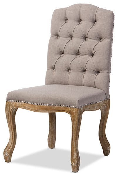 Hudson Beige Fabric Button-Tufted Upholstered Dining Chair