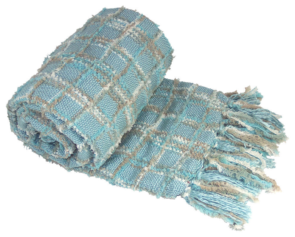 Multi Color Chenille Throw, Light Blue, 50x60