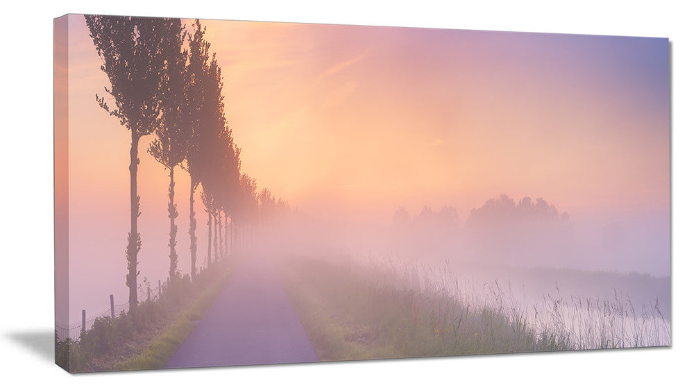 "Foggy Sunrise in The Netherlands" Wall Art Landscape, 32"x16"