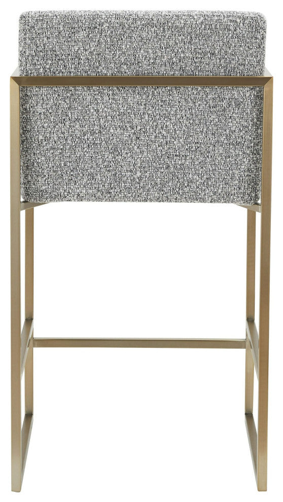 Modrest Suzanne Modern Grey Fabric + Antique Brass Counter Chair
