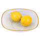 Badash KM733 White Alabaster Squarish Glass Fruit Salad Bowl Gold Rim