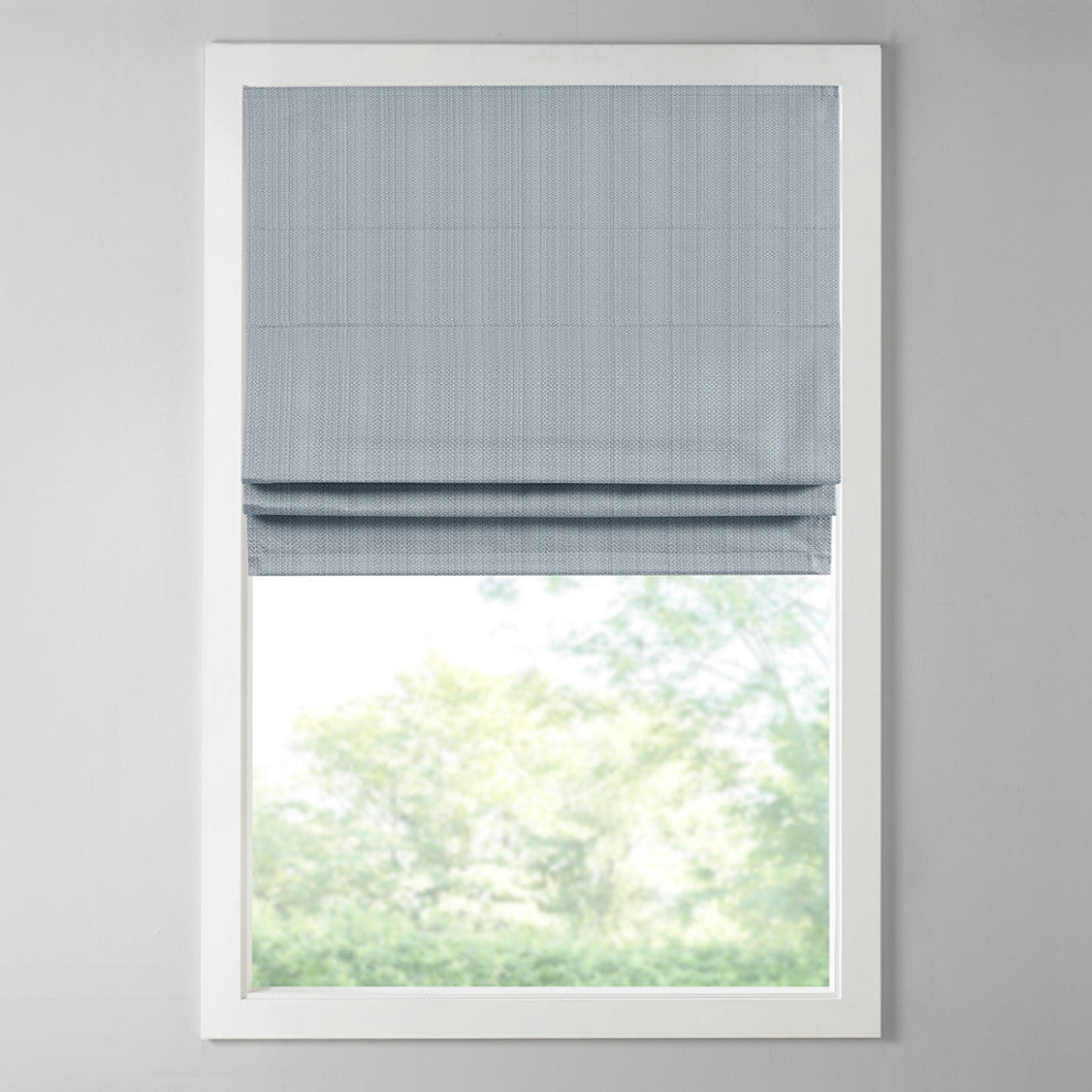 Madison Park Galen Basketweave Roman Shade, Blue, 35"