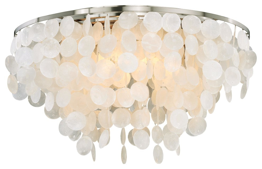 Elsa Capiz Shell 24" Flush Mount Satin Nickel