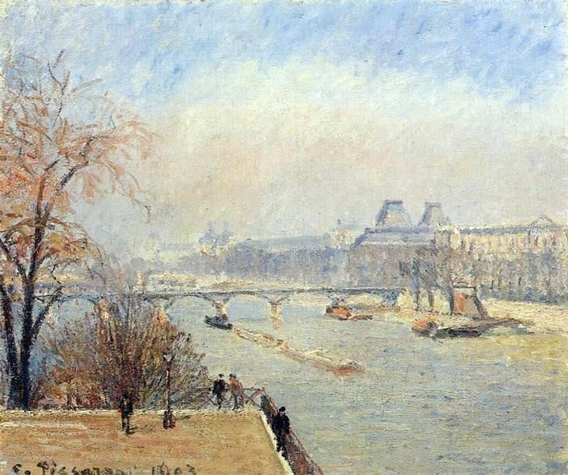 Camille Pissarro The Louvre, March Mist, Gallery Wrapped Canvas, 20"x25"