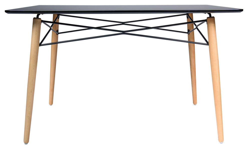 LeisureMod Dover 4Ft Rectangle Wooden Top Dining Table With Natural Wood Eiffel