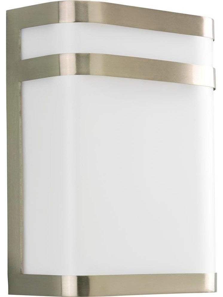 Valera 11" 1-Light Outdoor Wall Lantern Brushed Nickel White Acrylic Glass