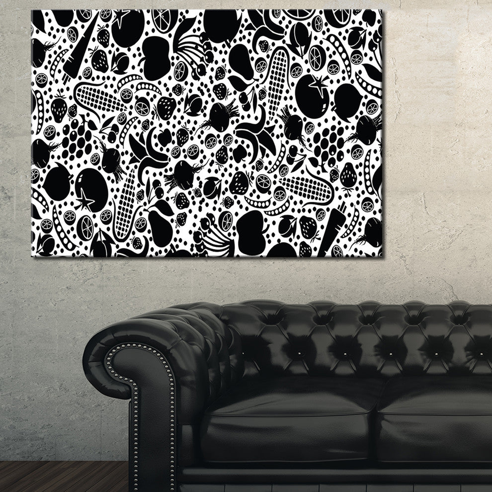 "Fruits and Vegetables Pattern" Floral Art Canvas Print, 40"x30"
