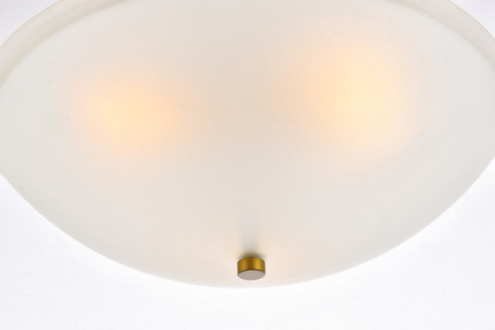 Jamie 3-Light Brass and White Glass Flush Mount