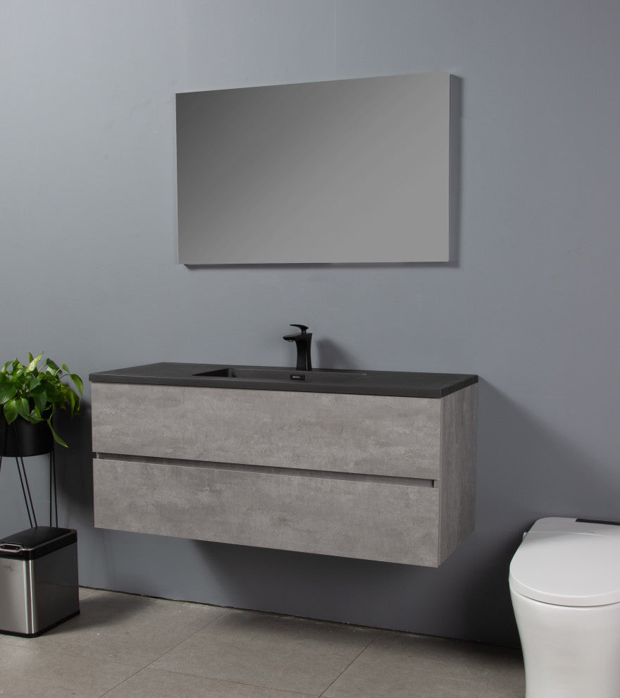 Bridgeport Wall Mounted Vanity Set With Cabinet and Integrated Basin, 48"