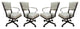 Set of 4, Miami Swivel Metal Caster Chairs, Reading Base, Beige Vinyl, Brown
