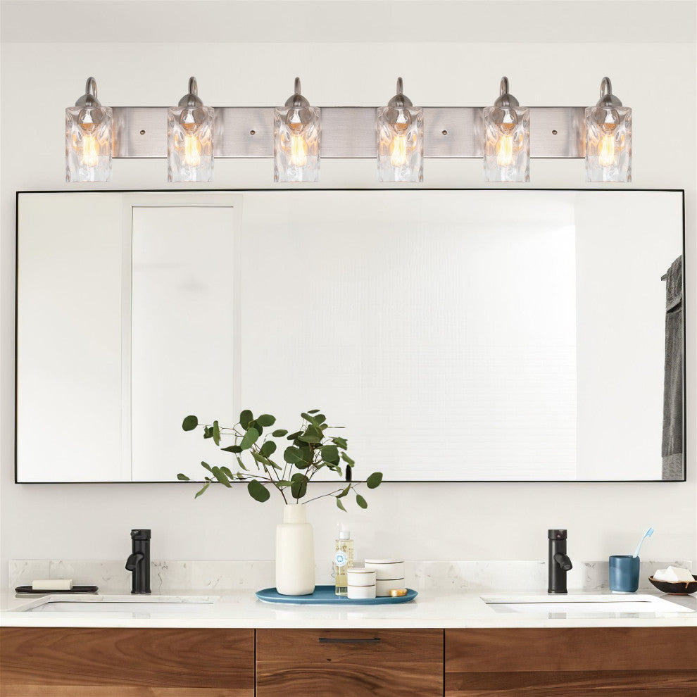 Kira Home Armada II 48" Over Mirror / Bathroom Light, Hammered Glass Shades