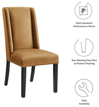 Baron Performance Velvet Dining Chairs, Set of 2, Cognac
