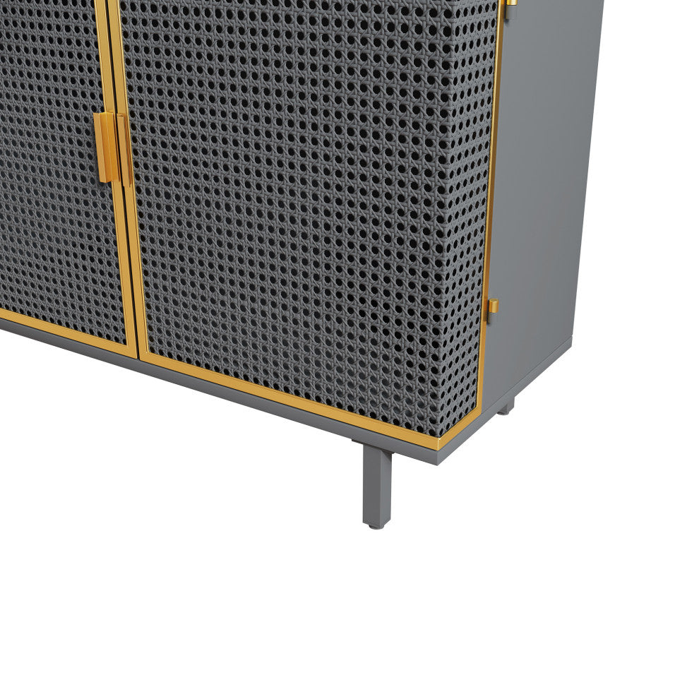 32" Tall Metal 2-door Accent Cabinet with 2-drawer, Dark Gray