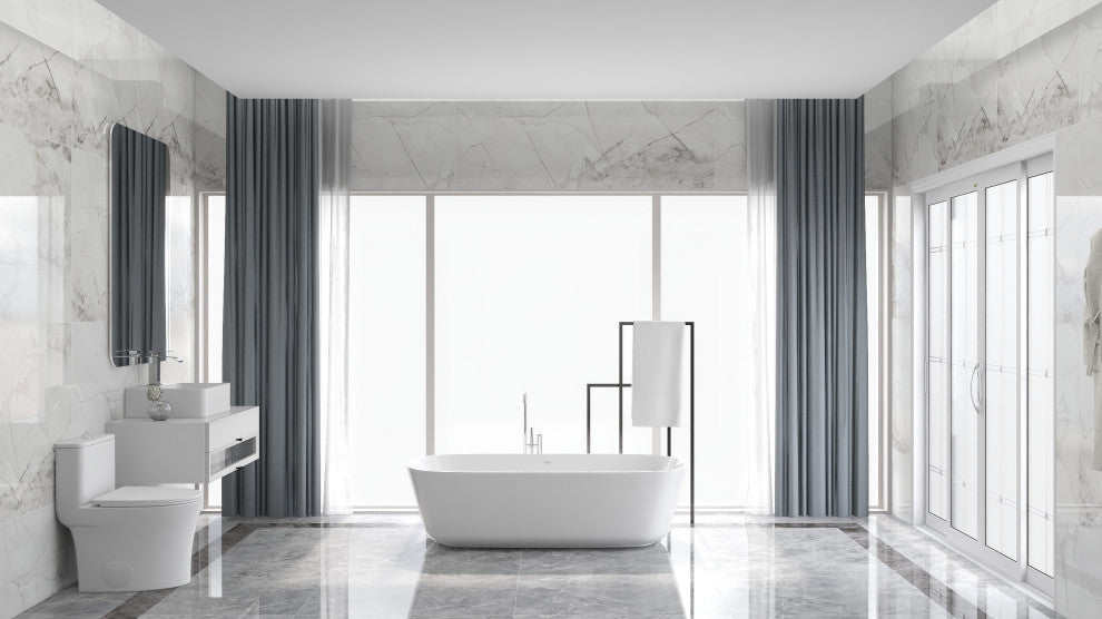 One Piece Toilet Elongated,Small Toilet Compact Modern Single Flush 1.28 GPF