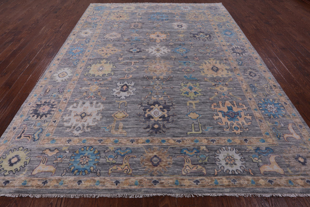 9' 2" X 12' 1" Handmade Turkish Oushak Wool Rug - Q13444