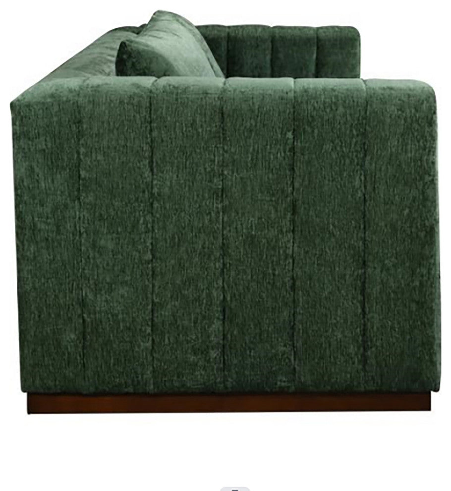Upton Sofa With 2 Toss Pillows Upholstered in Cypress Green Multi-Weave Fabric