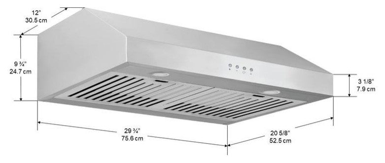 Advanta Pro Elite 30" Under Cabinet, Range Hood