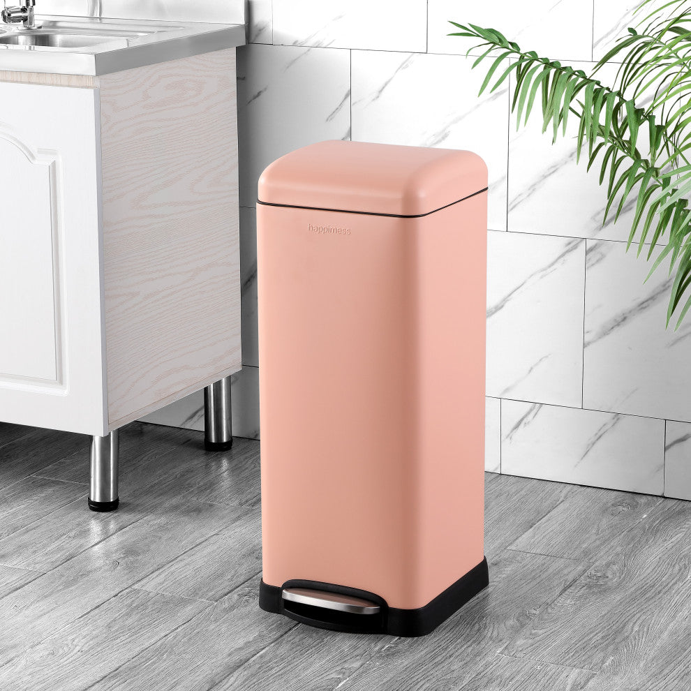 Betty Retro 8-Gallon Step-Open Trash Can, Pink