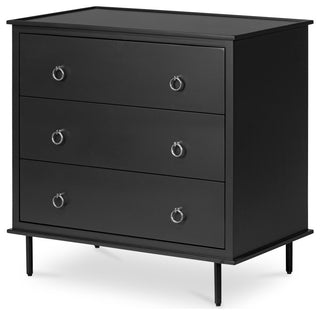 Reagan 3 Drawer Nightstand Black