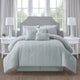 Katniss 7 Piece Stripe Comforter Set, Grey, Queen
