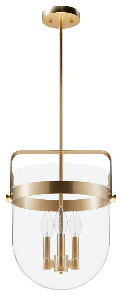 Karloff Alturas Gold, Clear Glass 3 Light Pendant Ceiling Light