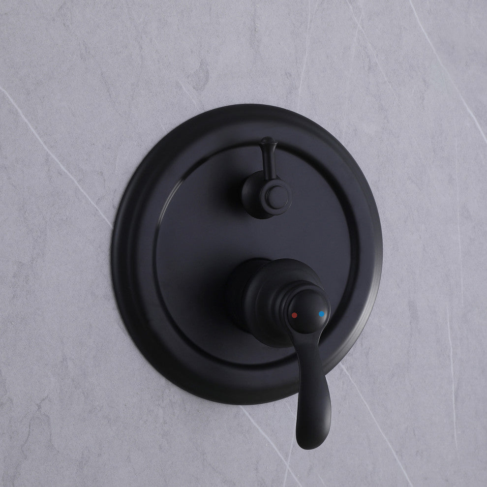 Complete Shower System, Mid-Century Modern Style, Matte Black