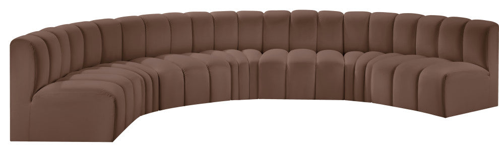Arc Vegan Leather Upholstered 7-Pc. U-Shaped Modular Sectional, Brown