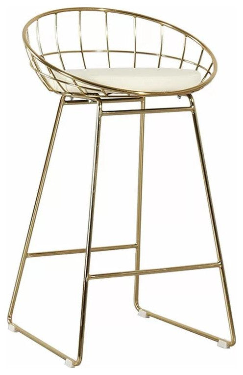 Kylie Steel Counter Stool, Gold/White