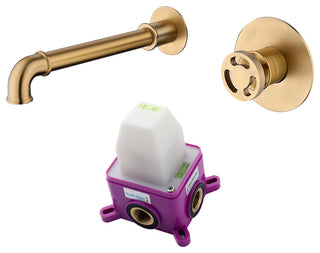 Wall Mounted Single Handle Bathroom Faucet, Brushed Gold
