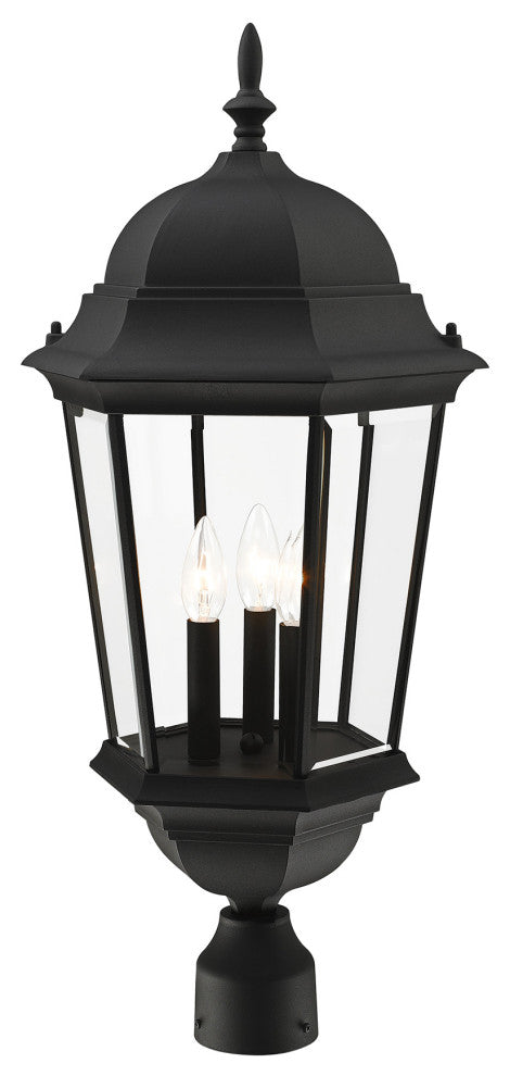 Textured Black Traditional, Historical, Outdoor Post Top Lantern