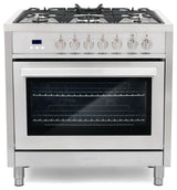 2-Piece Kitchen, 36" 240V Dual Fuel Range and 36" Wall Mount Range Hood