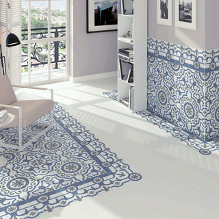 Textile Basic White Encaustic Porcelain Floor and Wall Tile, Plain