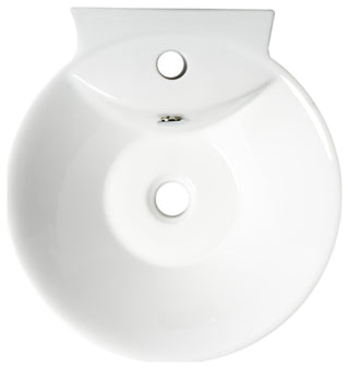 White 17" Round Wall Mounted Ceramic Sink With Faucet Hole