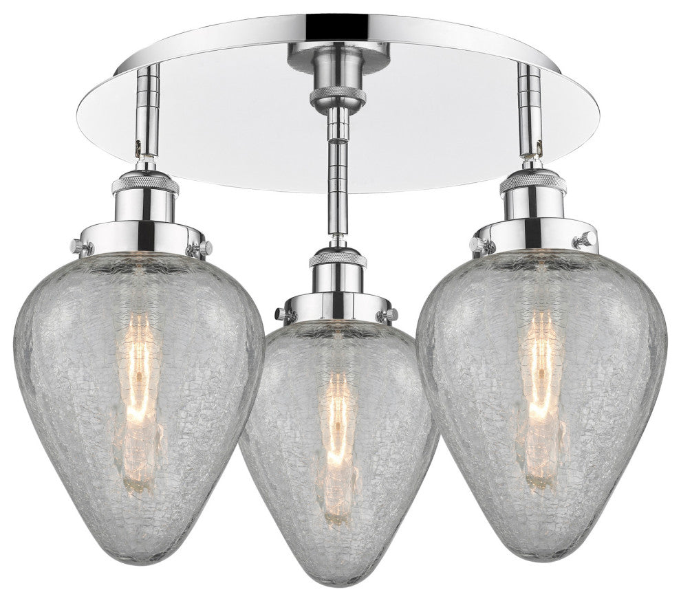 Innovations Lighting 916-3C-10-18 Geneseo Flush Geneseo 3 Light - Antique Brass