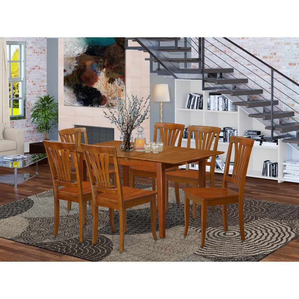 7 Pc Small Table Set Table With Leaf And 6 Kitchen Chairs