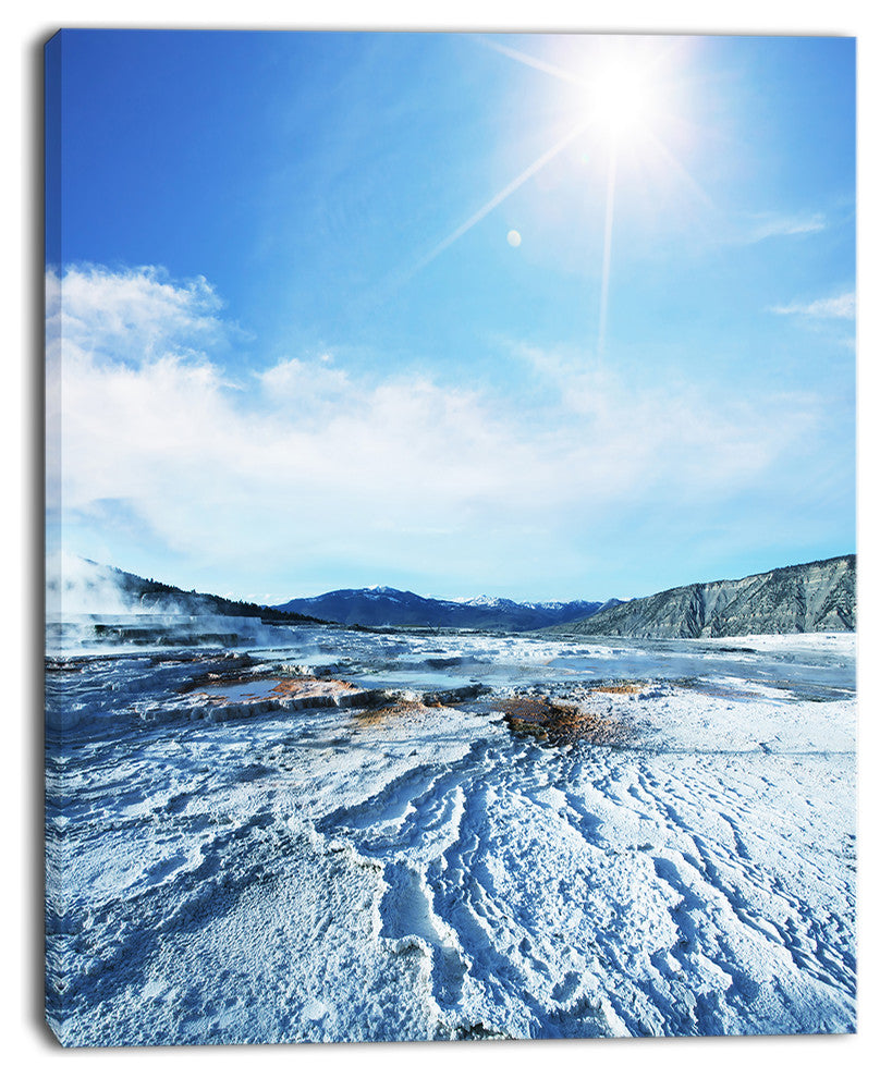 Hot Spring with Bright Sky and Sun, Oversized Landscape Canvas Art, 30"x40"