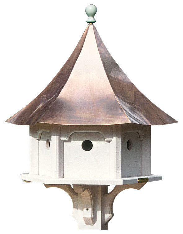 Carousel Bird House With Copper Roof by Lazy Hill Farm Designs, White and Polish