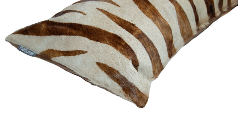 12"x20" Torino Togo Cowhide Pillow, Zebra Brown on Natural