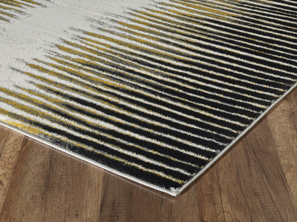 Abani Laguna LAG180A Abstract Striped Yellow and Grey Area Rug