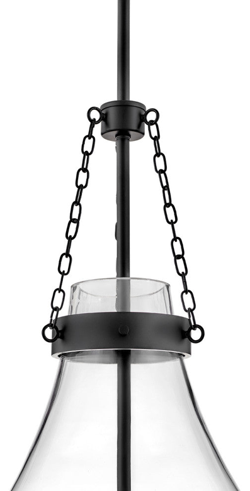 Hinkley Eloise 31.25" Large Pendant Light, Black + Clear Glass