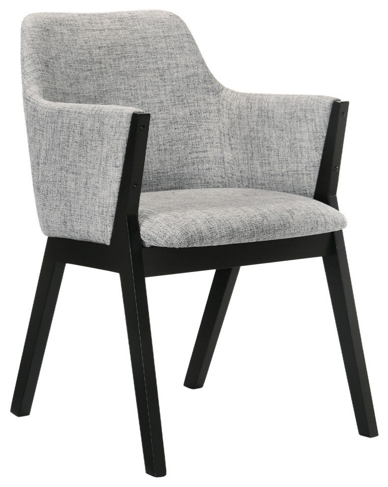 Arcadia and Renzo Round and Wood 5-Piece Dining Set, Gray and Black, 48"