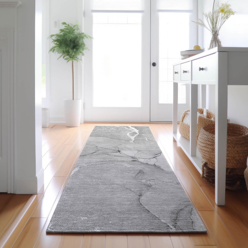 Premium Machine Washable Mayfield AMF510 Gray 2'3" x 7'6" Runner Rug